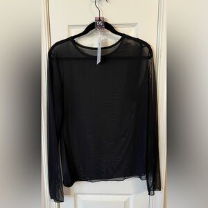 Black Sheer Long Sleeve Top